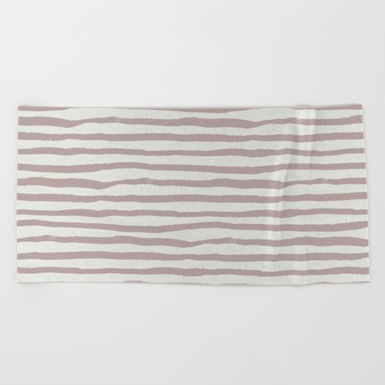 Simply Shibori Stripes Clay Pink on Lunar Gray Beach Towel