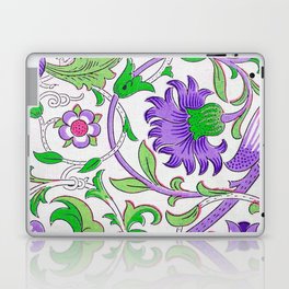 Modern William Morris Purple Green Floral Leaves Pattern  Laptop Skin