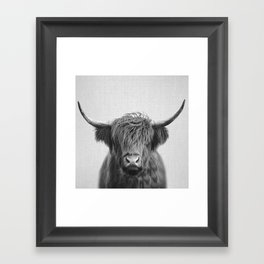 Highland Cow - Black & White Framed Art Print