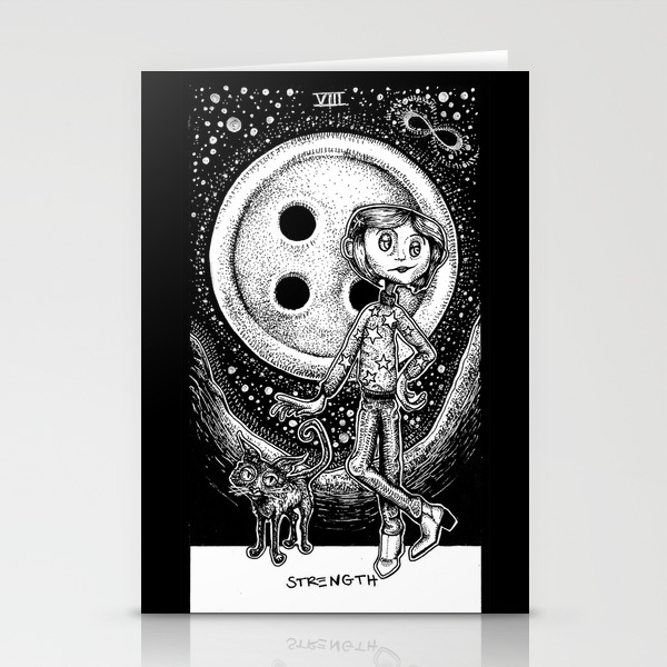 Coraline Strength Tarot Card Black and White Stationery Cards Corinne Elyse | Society6