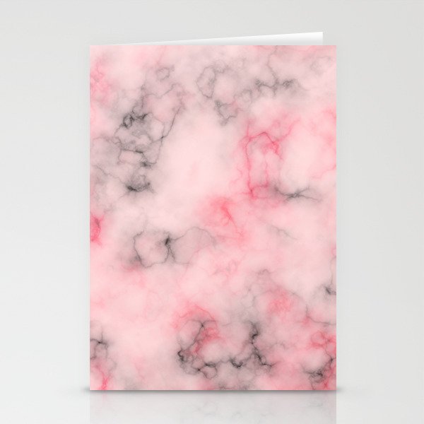Pink and gray marble Stationery Cards