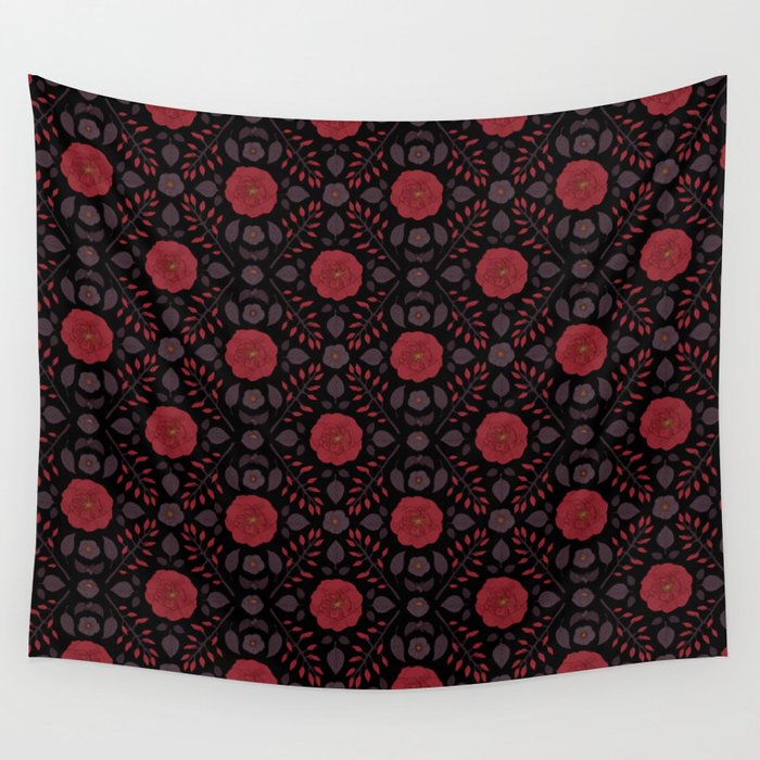 Dark Florals II Wall Tapestry