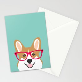 Teagan Glasses Corgi cute puppy welsh corgi gifts for dog lovers and pet owners love corgi puppies Stationery Card
