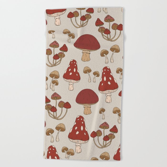 Mushrooms Indie Art Beach Towel