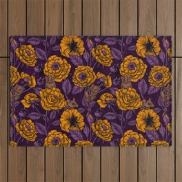 The mice party in orange and violet Outdoor Rug