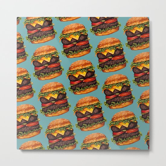 Double Cheeseburger Pattern Metal Print