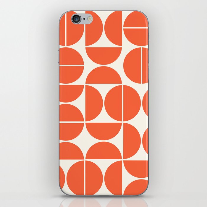 Mid Century Modern Bauhaus Pattern Vermillion Orange iPhone Skin