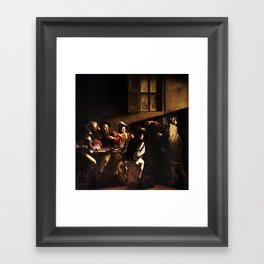 The Calling of St Matthew by Caravaggio (1600) Framed Art Print