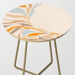 YOUR HEALTH IS YOUR WEALTH with Liquid retro abstract pattern in orange and blue Side Table