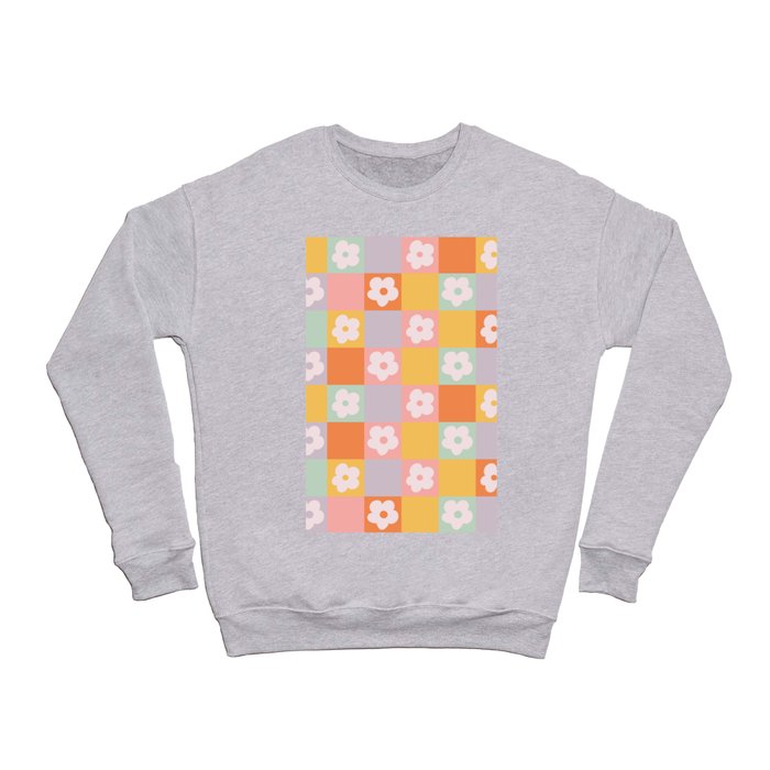 Retro Check Flowers #1 #decor #art #society6 Crewneck Sweatshirt