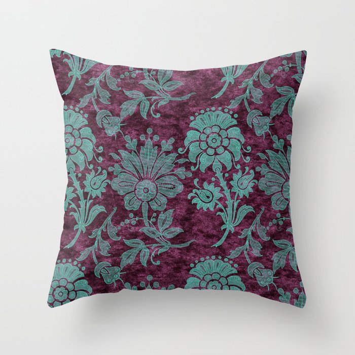 burgundy turquoise velvet floral