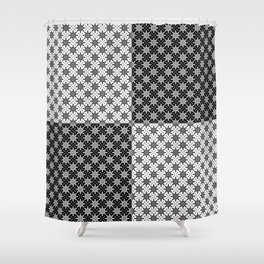Clover and Blossoms - Color: Black&White Shower Curtain