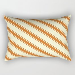 [ Thumbnail: Light Yellow & Chocolate Colored Pattern of Stripes Rectangular Pillow ]