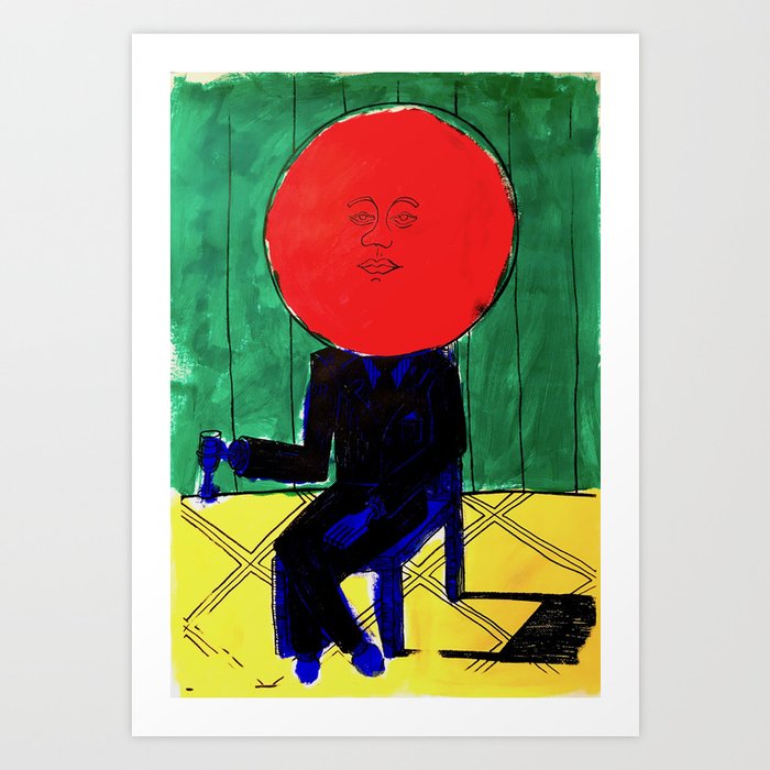 Tomato Face Abstract Surrealism Psychedelic Illustration Art Print By Raincloudartist