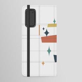 Mid Century Modern Abstract Composition 7 in Orange, Teal, Yellow and Charcoal Android Wallet Case
