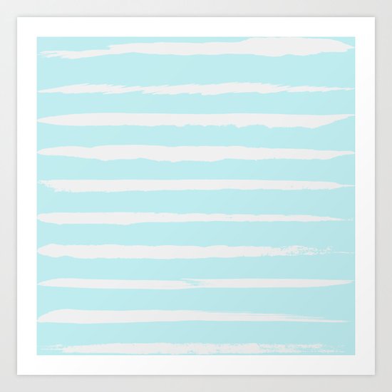 Irregular Hand Painted Stripes Mint Art Print