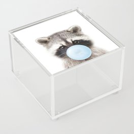 Baby Raccoon Blowing Blue Bubble Gum, Baby Boy, Kids, Baby Animals Art Print by Synplus Acrylic Box