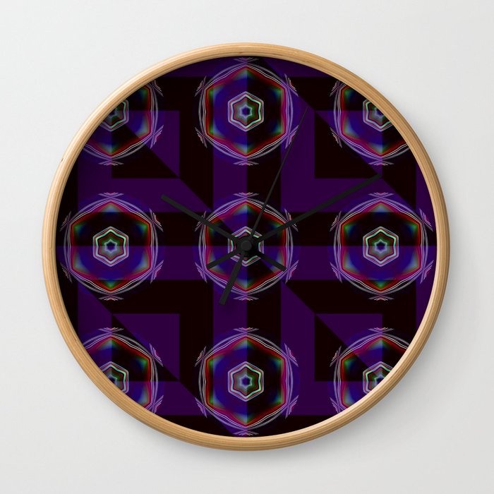 Pinwheels on Purple and Black Wall Clock