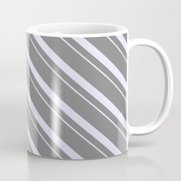 [ Thumbnail: Grey & Lavender Colored Lines/Stripes Pattern Coffee Mug ]