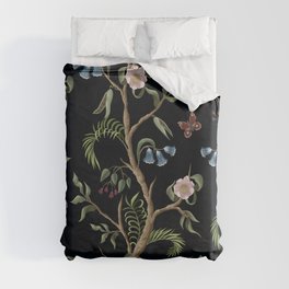 Tropical Chinoiserie Dark Peony Floral Duvet Cover