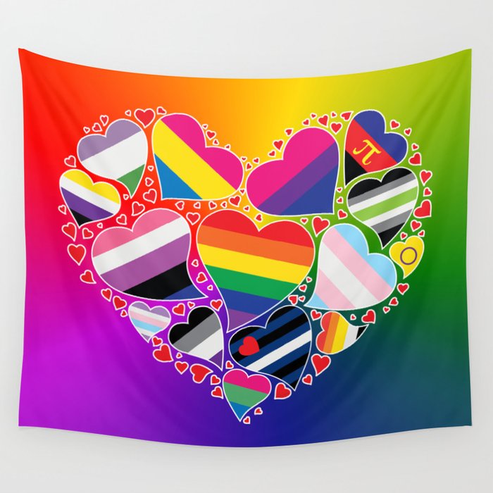 LGBTQA+ Community Pride Heart Wall Tapestry