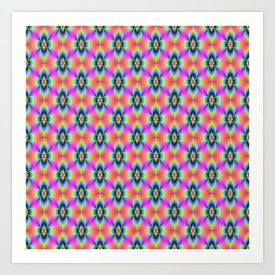 Flower in Neon tiled Art Print