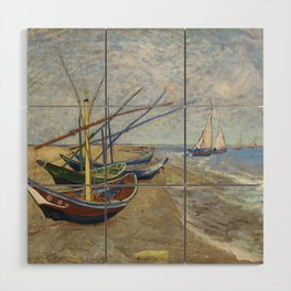 Vincent van Gogh's Fishing Boats on the Beach Wood Wall Art