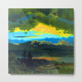 Frederic Edwin Church Sunset Across the Hudson Valley Metal Print
