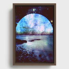 Mystic Lake Dark & Colorful Framed Canvas