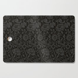William Morris Floral Pattern | “Pink and Rose” in Black and Grey | Vintage Flower Pattern Cutting Board