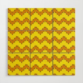 Unique Lime Yellow And Brown Chevron Pattern,Geometric Zigzag Lines Abstract Wood Wall Art