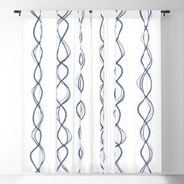 Blue on white waves simple pattern Blackout Curtain