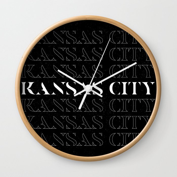 Kansas City Minimalist Dark typography linear design Wall Clock