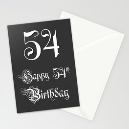 [ Thumbnail: Happy 54th Birthday - Fancy, Ornate, Intricate Look Stationery Cards ]