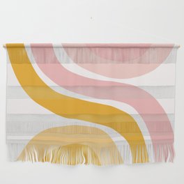 Abstract Shapes 41 in Mustard Yellow and Pale Pink Wall Hanging