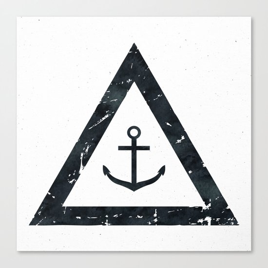 Vintage Anchor Black and White Canvas Print