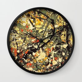 Pollock rework, digitally vectorized and filtered, fine art decor and clothing Wall Clock