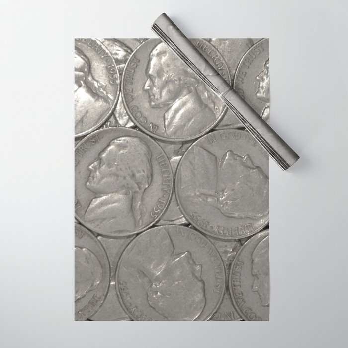 Watercolor 1955 Jefferson nickel 03 Wrapping Paper