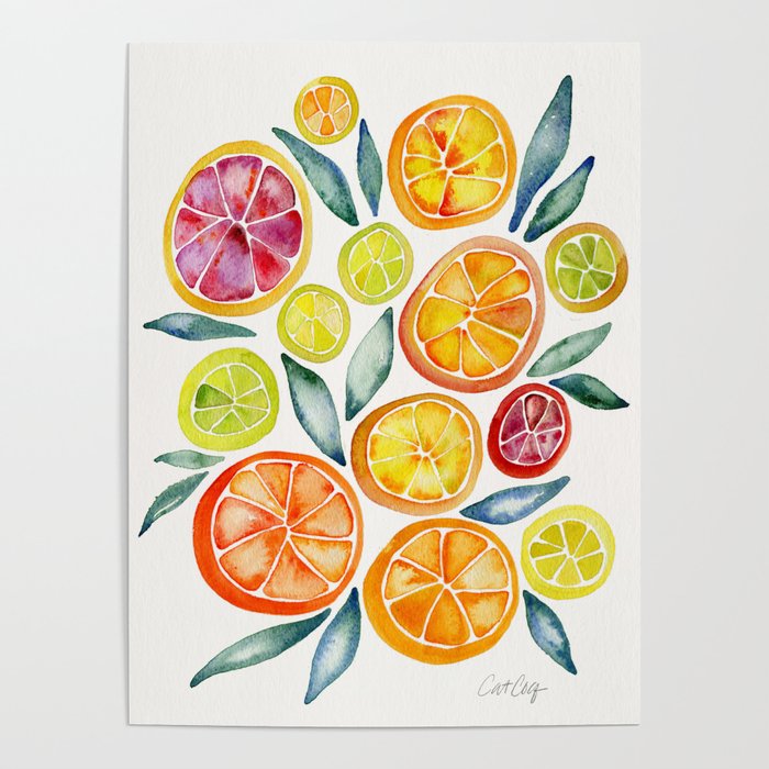 Sliced Citrus Watercolor Poster