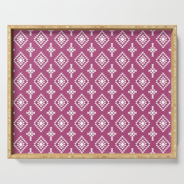 Magenta and White Native American Tribal Pattern Serving Tray