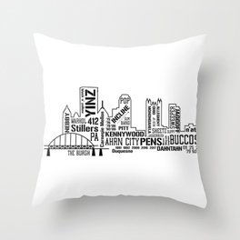 Pittsburgh Skyline Slang Throw Pillow