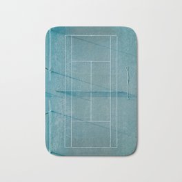 Blue tennis court at sunrise | Colorful drone aerial photography art | sports field print Bath Mat | Color, Shadow, Light, Turquoise, Photo, Film, Drone, Aerial, Tennisfield, Digital 