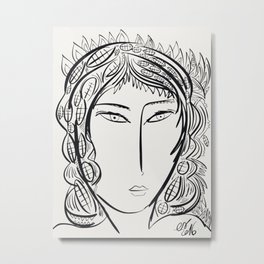 Black and white modern portrait of a girl Metal Print