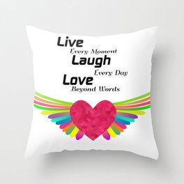 Positive Motivational Quotes Live Laugh Love Inspirational Gifts Throw Pillow