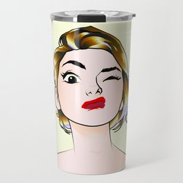 Cute Girl with Short Hair Travel Mug