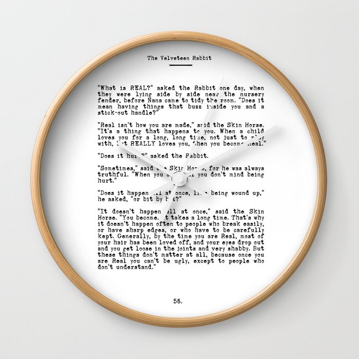Becoming Real Velveteen Rabbit Quote Wall Clock By Bickspics Society6
