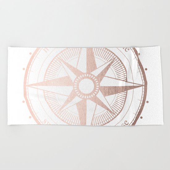 Rose Gold Compass Beach Towel
