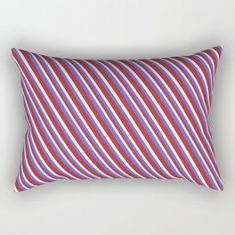 [ Thumbnail: Slate Blue, Brown & Mint Cream Colored Lines/Stripes Pattern Rectangular Pillow ]