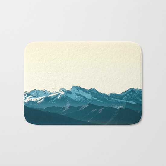 turquoise mountainscape Bath Mat