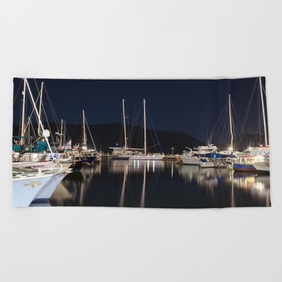 Marina at Night Beach Towel
